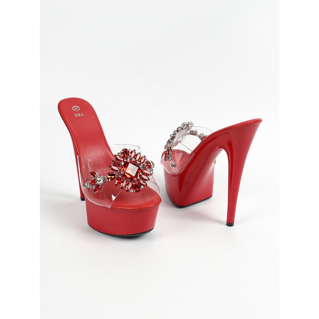 Women's Festival Thin Heel Crystal Thin Heel Transparent Car Model Rhinestone Nightclub High Heels   LFD-8661-Q18