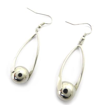 [L7983] - Silver 'Marble' Earrings