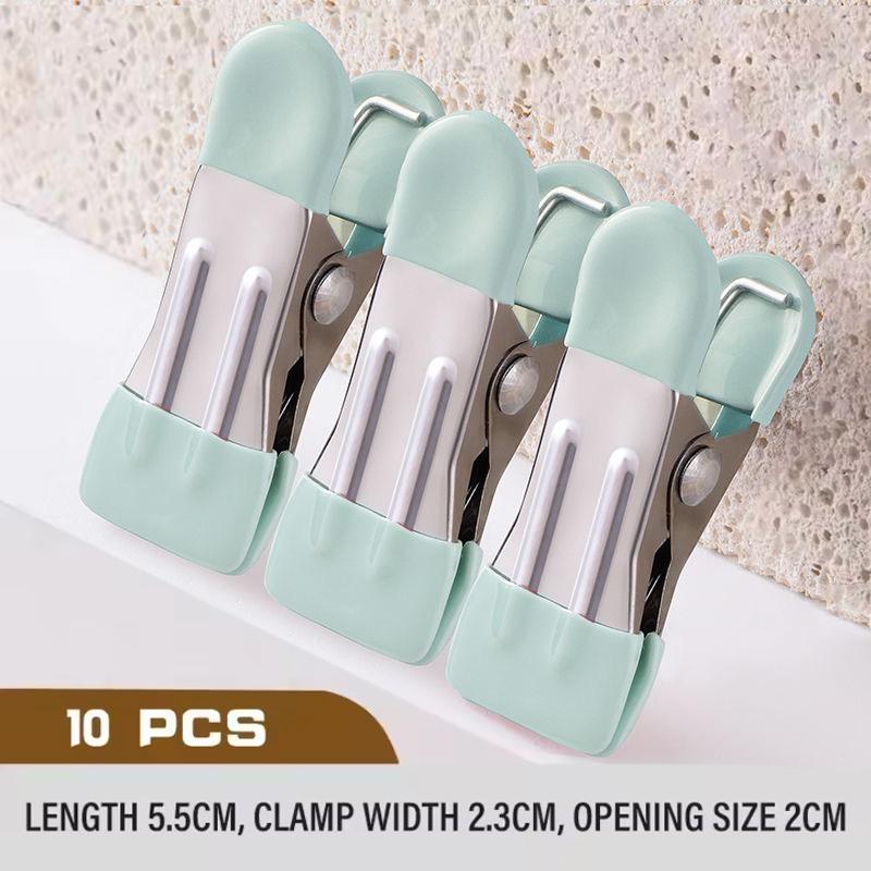 ?10Pcs Stainless Steel Clothespins Laundry Clothes Pegs Pants Hanger Portable Hanging Clothes Clips Closet Clothes Organizer