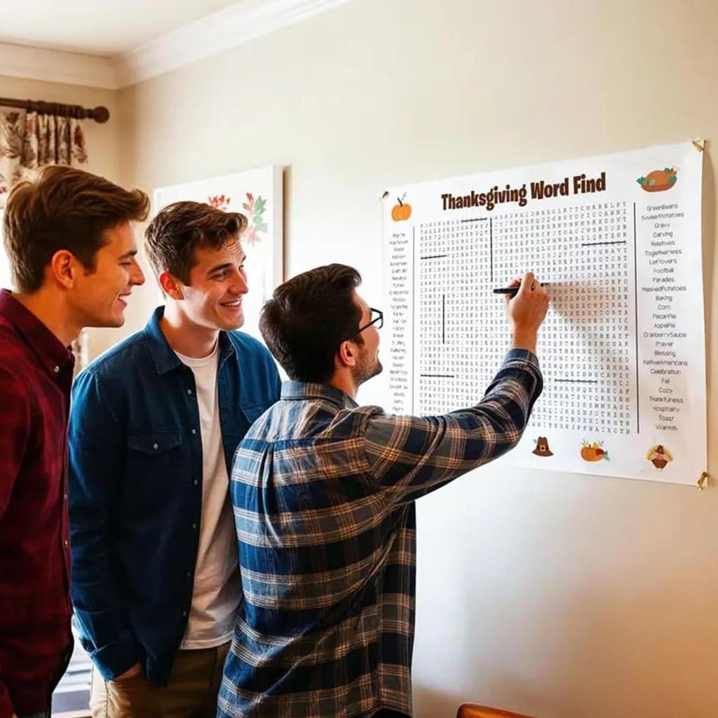 Jumbo Thanksgiving Word Search Poster Giant Holiday Word Search Wall Poster Wall Game with 50 Words Suitable for Family Holiday