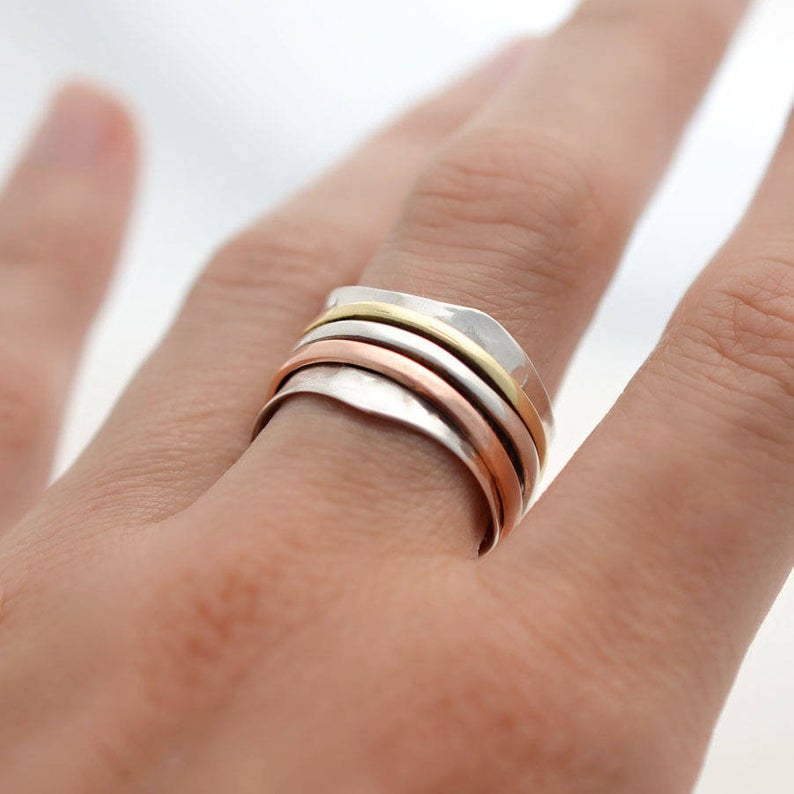 925 Sterling Solid Silver Spinner Ring, Handmade Band Spinner Ring, Thumb Spinner Ring, Weddings Gift, New Year Gift, Personalised Gifts