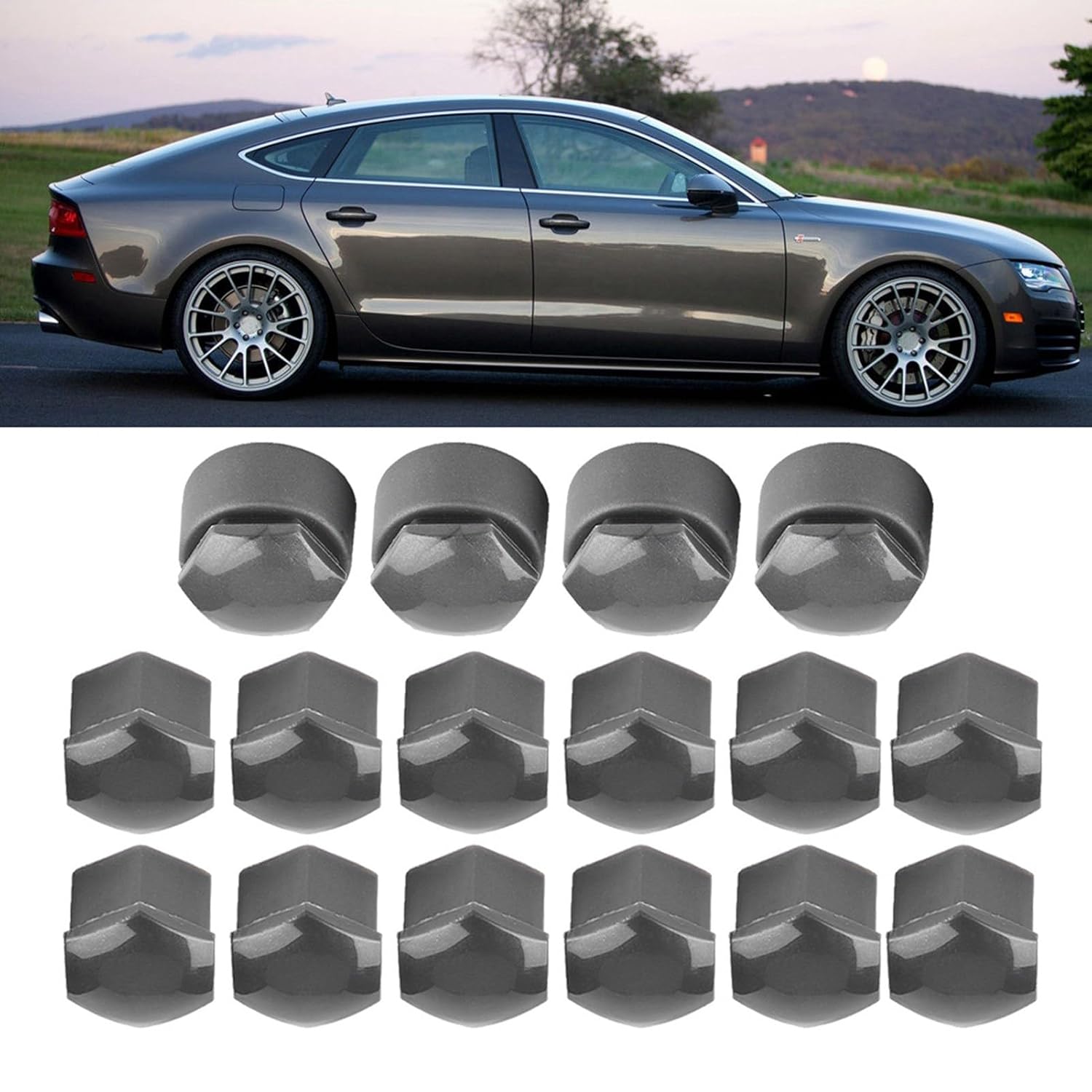 

Qiilu 20pcs Lug Nut Covers Universal 17mm ABS Car Cover Protective Caps Wheel Lug Nut Center Cover Bolt Cover with Extractor for Wheel Gray