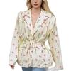 Women's V-neck Waist Cinching Tie Belt Coat  Fall Winter Fashion Loose Versatile Slimming Jacket for Women European American Style