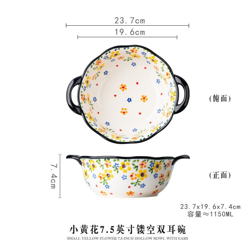 Dishes and Dishes Set Household Ceramic Tableware Creative Plates Vegetable Plates Rice Bowls Binaural Plates Soup Bowls Noodle Bowls