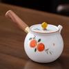 Hand-painted Mutton Fat Jade White Porcelain Teapot Single Pot Hand with Handle Side Handle Teapot Xishi Pot Kung Fu Tea Set Tea