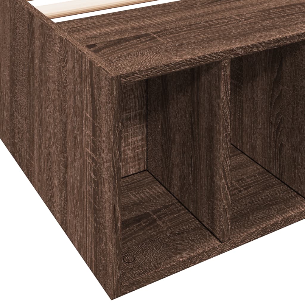 Brown Oak Effect Bed Frame 90 X 200 Cm Particleboard