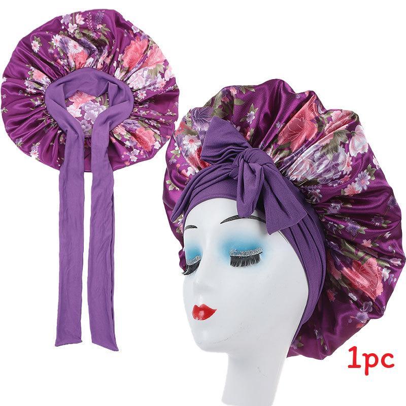 Satin Hair Hat With Digital Floral Design For Comfort And Style