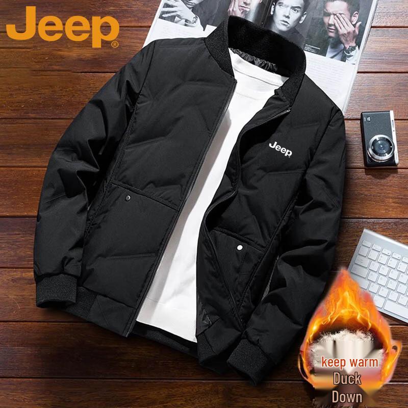 JEEP Men s Thickened Stand-Up Collar Down Jacket XL чёрный