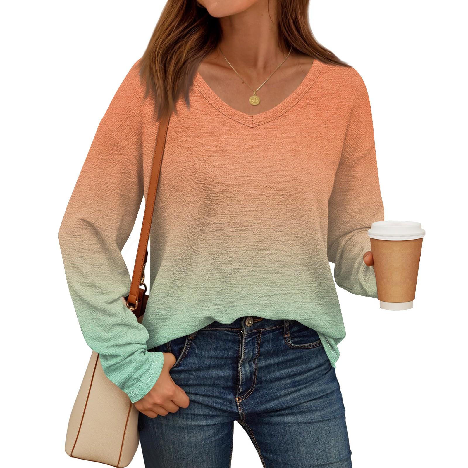 Женские рубашки с длинным рукавом и V-образным вырезом — фото 10