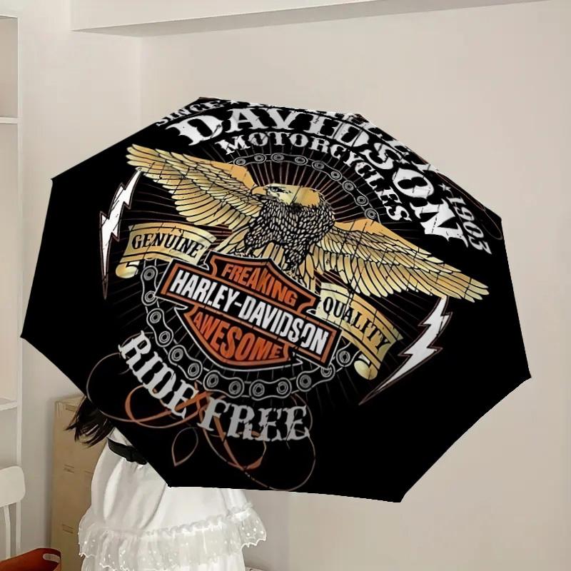 1 Stück Harley Davidson Auto Süßer Regenschirm | Tragbar Faltbar 8-Rippen Manuell Öffnend, Süßes Halloween- & Weihnachtsgeschenk für Draußen, Lässiges Accessoire, Langlebig C