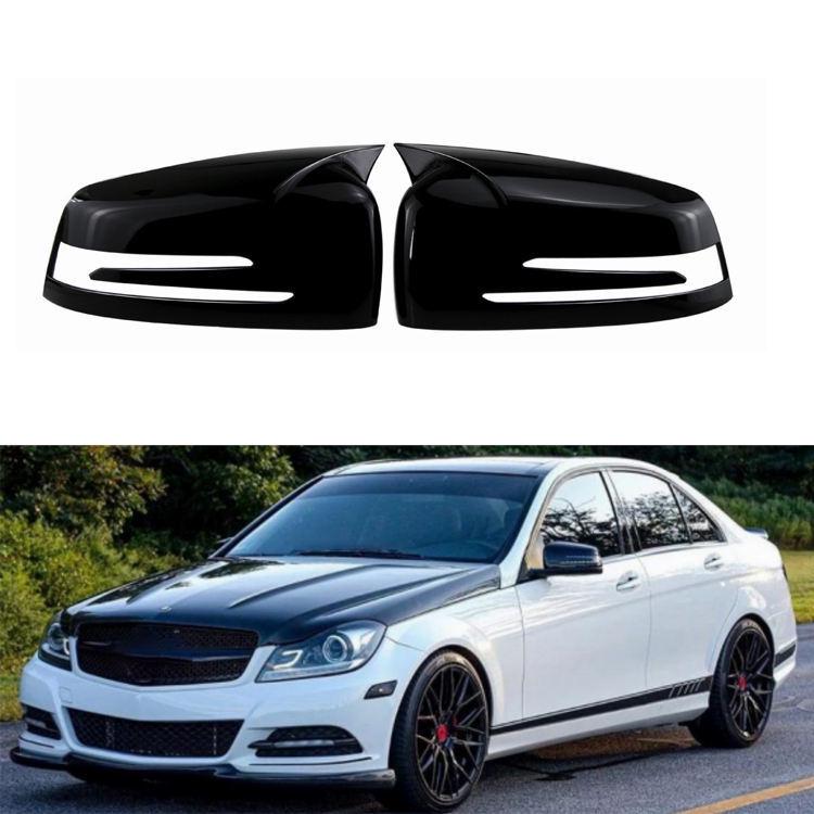 Glänzend schwarze Stierhorn-Rückspiegelabdeckung für 2007-2014 Mercedes C-Klasse W204/W176/W212.