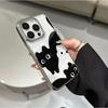 Cute Black White Cat Electroplated Clear Phone Case For iPhone 17 Pro Max 16 15 14 13 12 11 Pro 16 Plus 17 Air Shockproof Cover