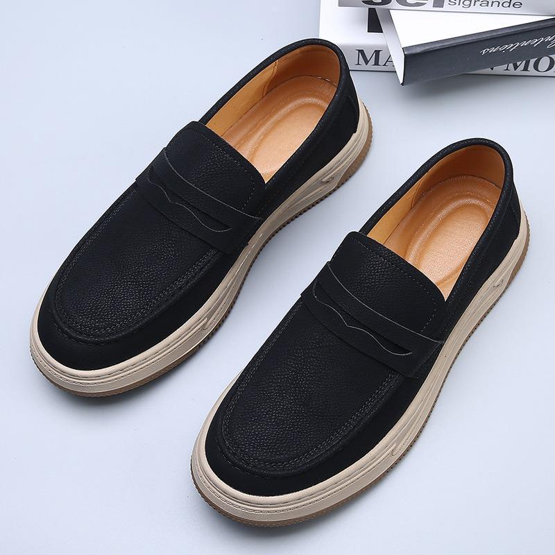 Autumn New Men's Shoes Leather Foot Casual Leather Shoes Men's One-pedal Versatile Doudou Shoes Tide