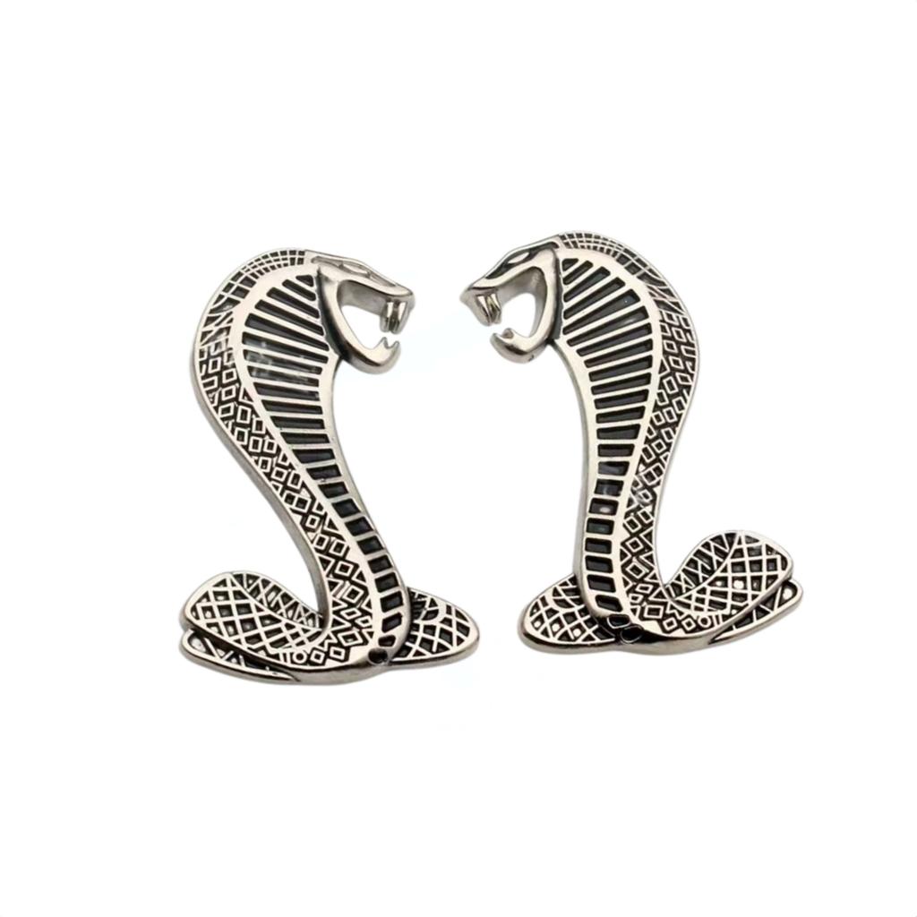 2Pcs 3D Metal Cobra Logo 3D Car Side Fender Emblem Badge Sticker Motorcycle Personalized Modification for All Models Decoration Car Accessories