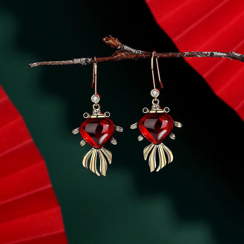 Chinese Red Series Festive Earrings: Retro National Style for New Year & Christmas Gifts