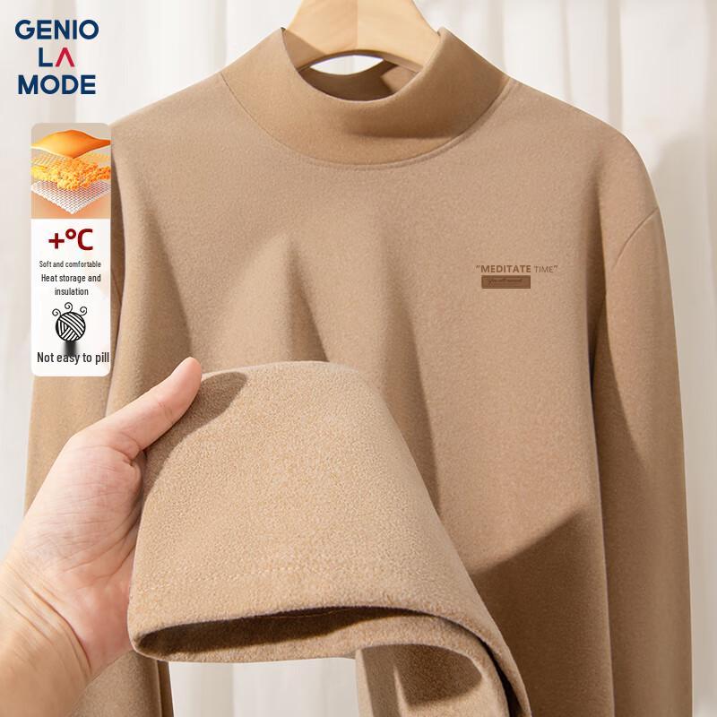 GENIOLAMODE Men's Fleece Lined Mock Neck Long Sleeve Thermal T-Shirt