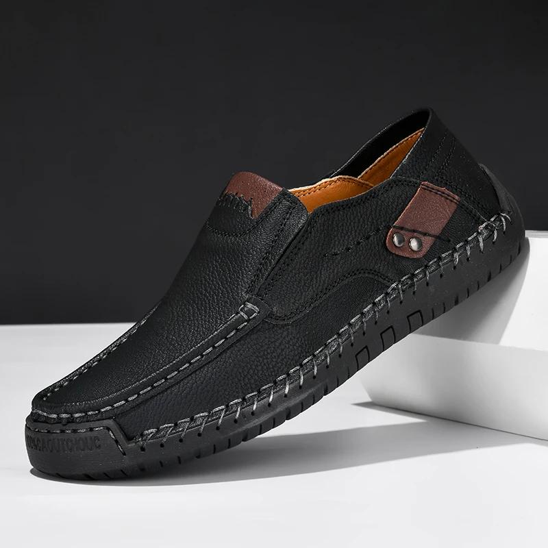 New Soft Men Loafers Slip On Leather Casual Shoes For Men Plus Size 39-48 Flats Sneakers Handmade Design  Shoes