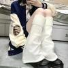 1 Pair Japanese Style Flared Shape Long Student Leg Covers Elastic Cuffs Solid Color Striped Loose Knitted Leg Warmers Fashion Accessories
