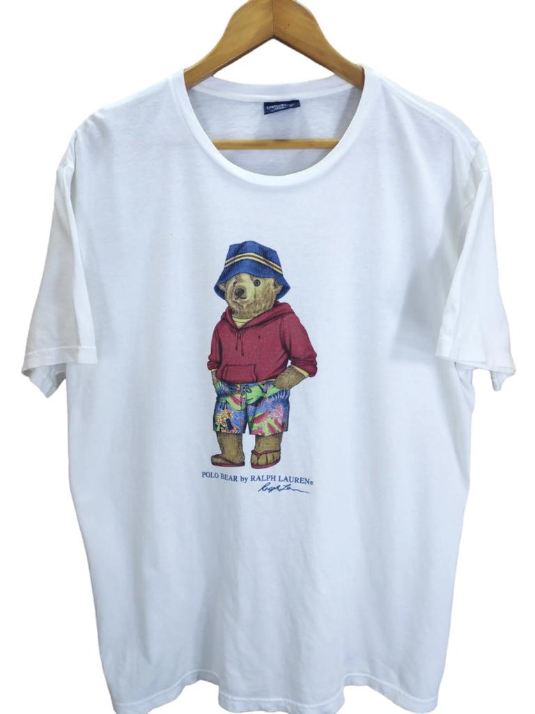 Vintage Polo Bear Polo Ralph Lauren Bear Hawaiian Shirts Summer vacation Polo Bear Outdoor aloha hawaii waioahu usa white sz L