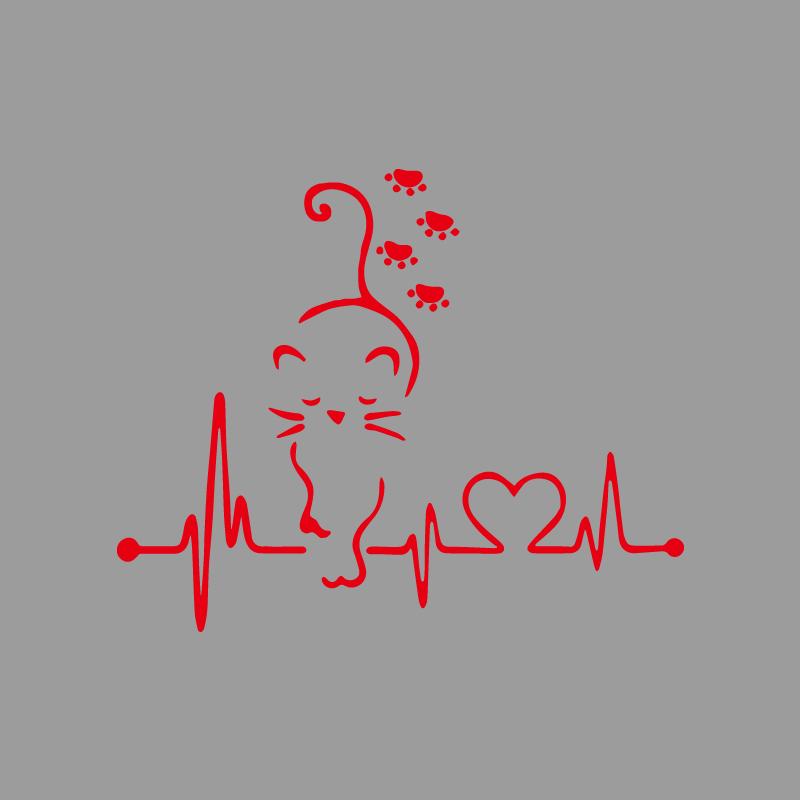 Cute cat paw print heartbeat melody creative&funny stickers for cartoon fans&lover,high quality for car trucks motorcycles