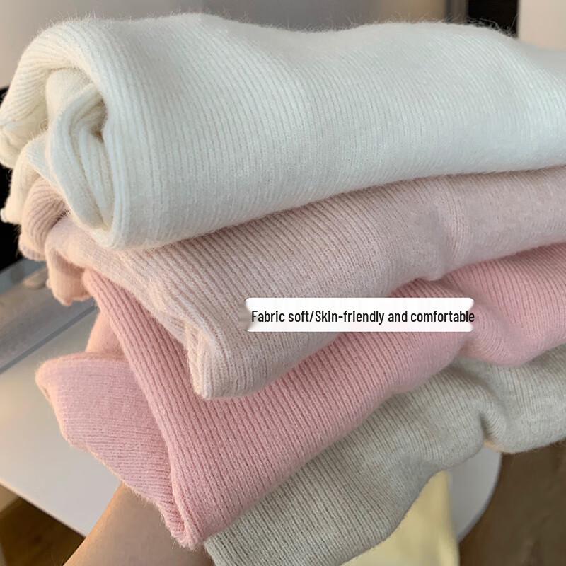 Ordifen Women's Semi-High Collar Ruffled Knit Sweater