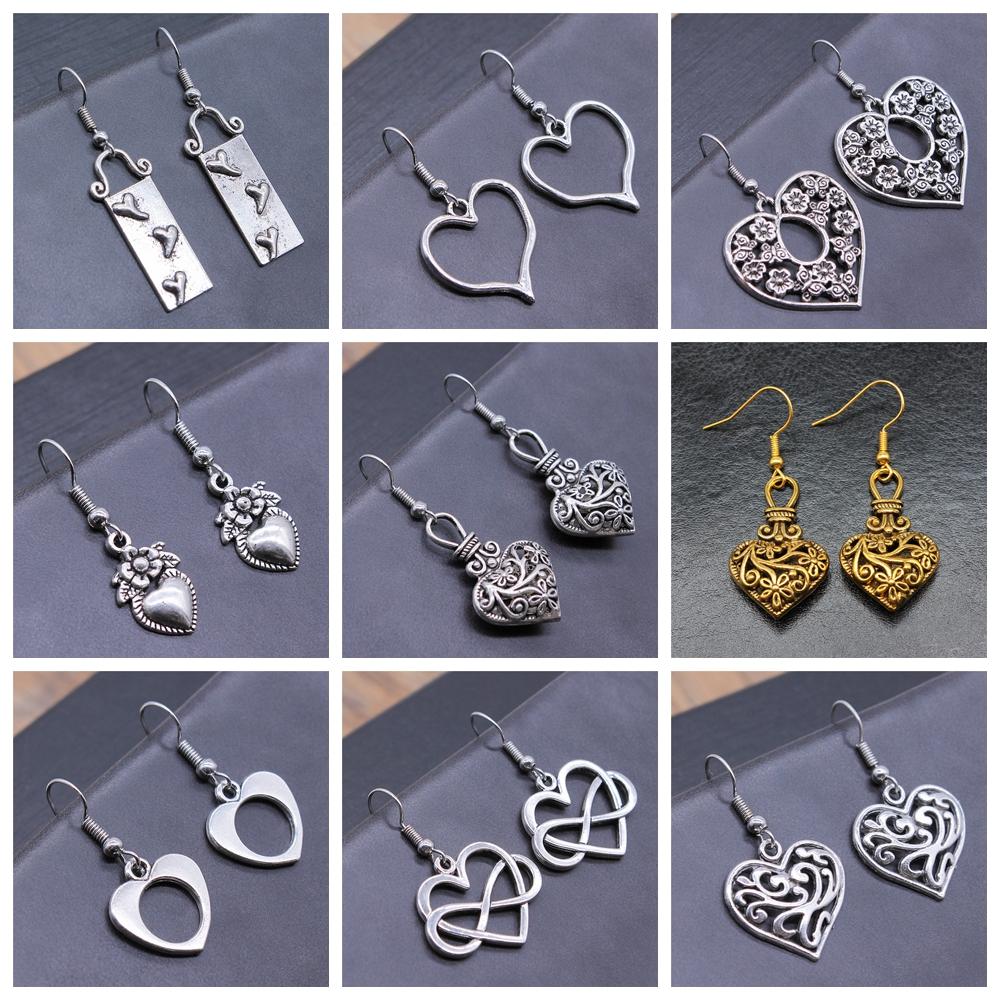 24 Styles Simple Design Gothic Punk Style Hollow Heart Drop Earrings For Women Vintage Fashion Earring Gift