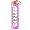 Yousheng 1000ML Wasserflasche Weithals Auslaufsicher Hoch Borosilikatglas Motivierende Wasserflasche mit Hülle für Zuhause Fitnessstudio Büro Weiß