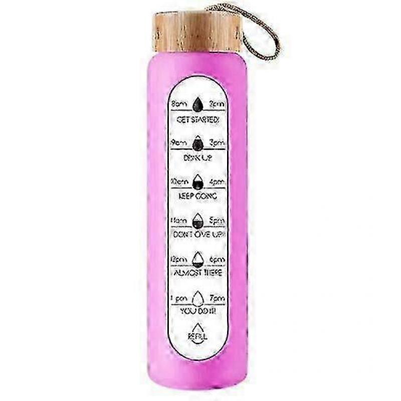 Yousheng 1000ML Wasserflasche Weithals Auslaufsicher Hoch Borosilikatglas Motivierende Wasserflasche mit Hülle für Zuhause Fitnessstudio Büro Weiß