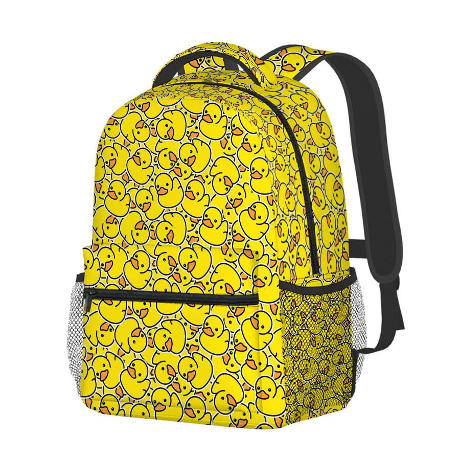 Best Gifts for Boys Girls Yellow Duck 2D Cartoon School Backpack Waterproof Polyester Lining Stylish Fashion Design for Children