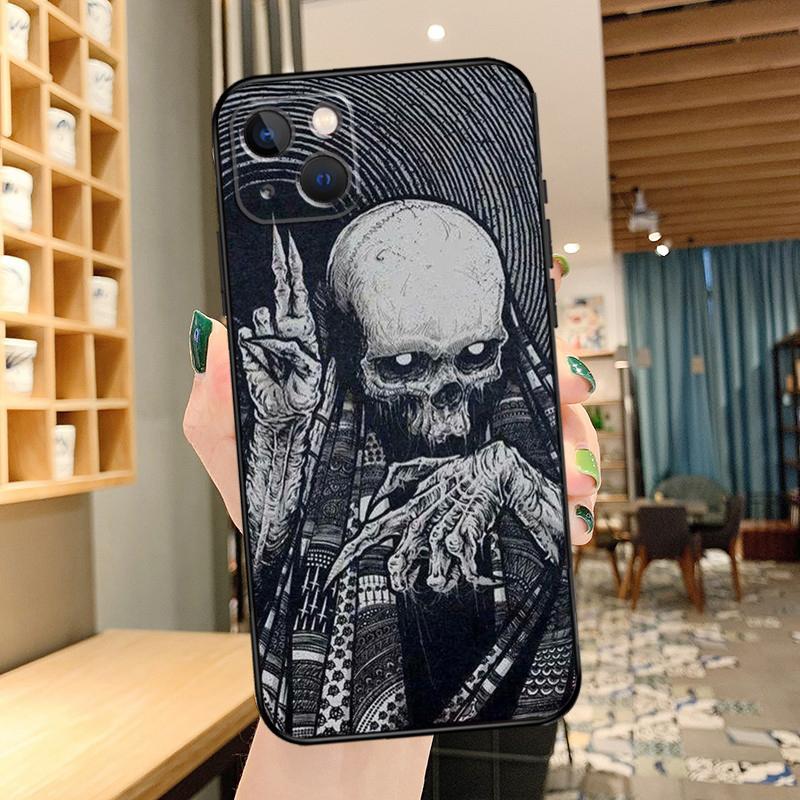 Gothic Fashion Skull Phone Case For iPhone 16 17 Pro Max 15 14 13 11 12 Pro Max Mini 15 16 Plus 16e 17 Air Cover