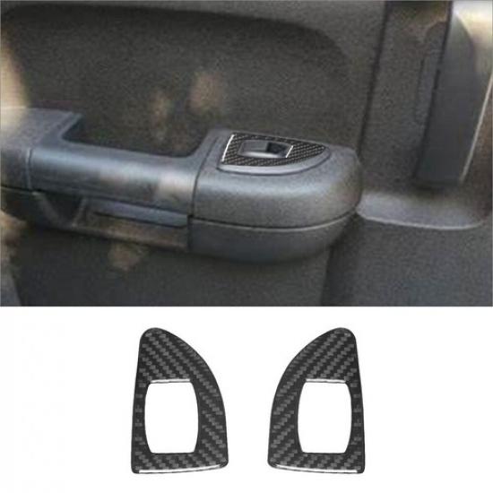 Carbon Fiber Rear Door Control Cover Trim For Chevrolet Silverado Extended Cab