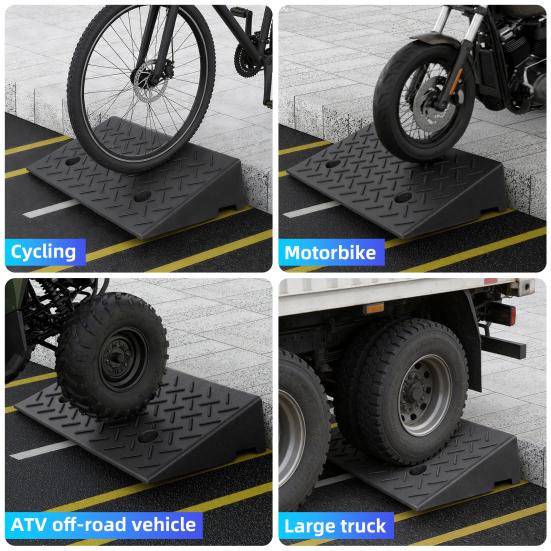 1 Pair 4" Rise Driveway Ramps, Non Slip Curbside Ramps Support 7000lbs, 19.7" L X 12" W, Threshold Ramps for Cars Wheelchairs Scooters Lawn Mowers