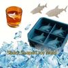 2PCS Silicone Shark Shaped Ice Mold 4-Cavity Shark Ice Cube Maker Cute Shark Whiskey Ice Mold  Party