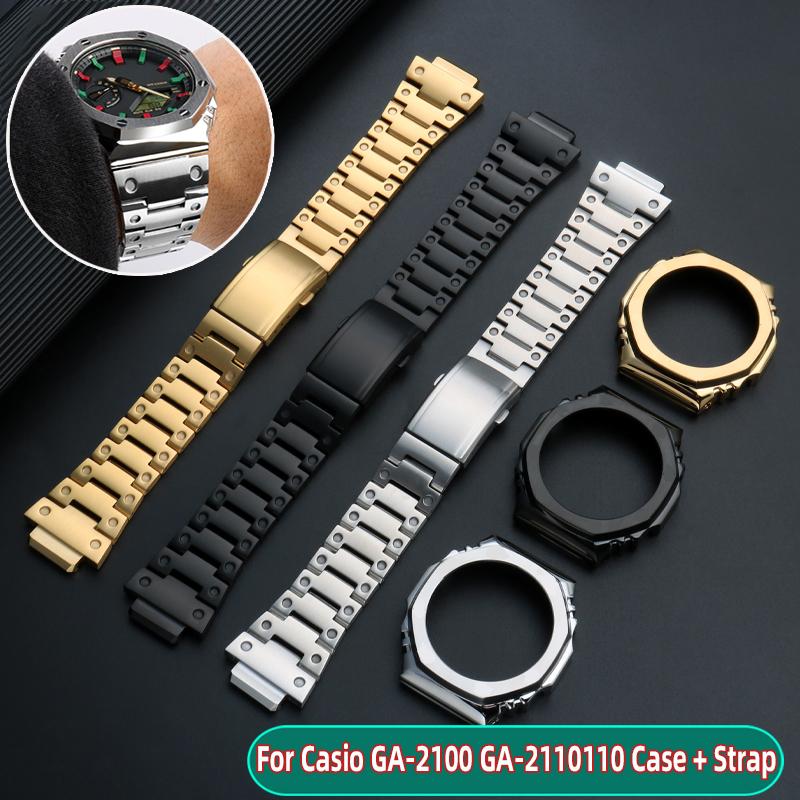 Horlogetoebehoren Voor Casio G-SHOCK GA-2100 Roestvrijstalen Band metalen Behuizing Ringen GA2100 GA2110 GA-B2100 Aangepast heren Horlogeband