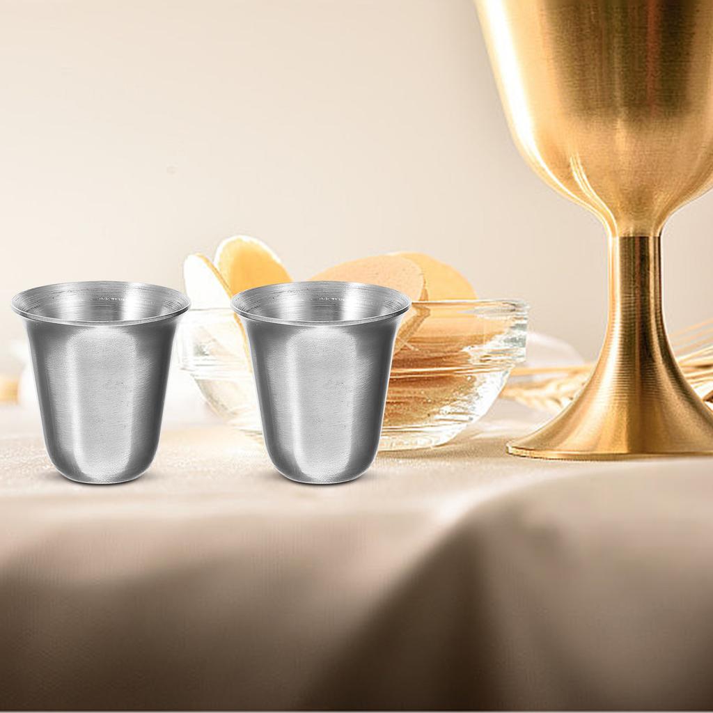 10 Piezas de Acero Inoxidable Tazas Religiosas de Comunión Apilables Ahorro de Espacio Portátiles Metálicas para Ceremonia de Iglesia y Religioso