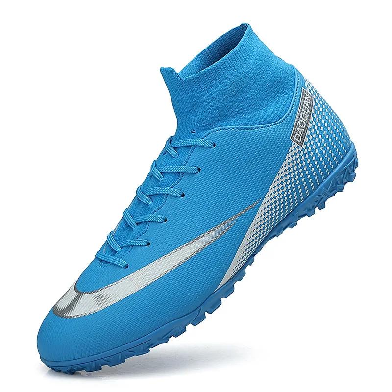 Plus Size Football Shoes Men's High Top Youth Student Competition Training Shoes Artificial Turf Long Spike Basketball Shoes