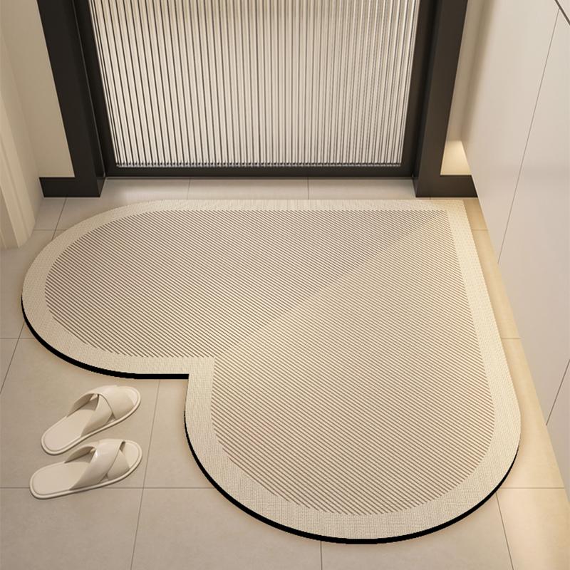 Alfombra de suelo absorbente para baño con forma de corazón de tierra de diatomeas, felpudo de baño, felpudo de entrada, alfombra de secado rápido antideslizante
