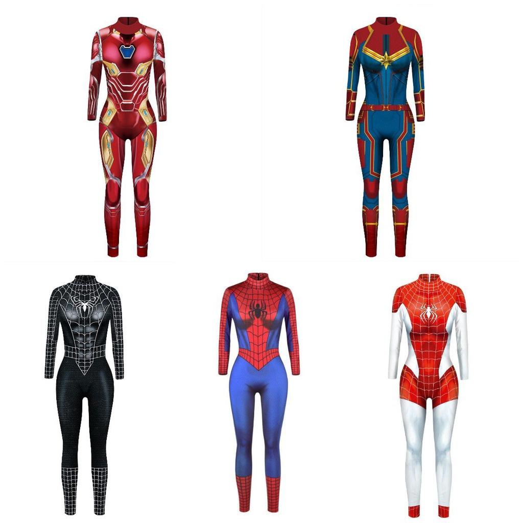 Halloween Spiderman Cosplay Jumpsuit Women's Slim Tights Bodysuit