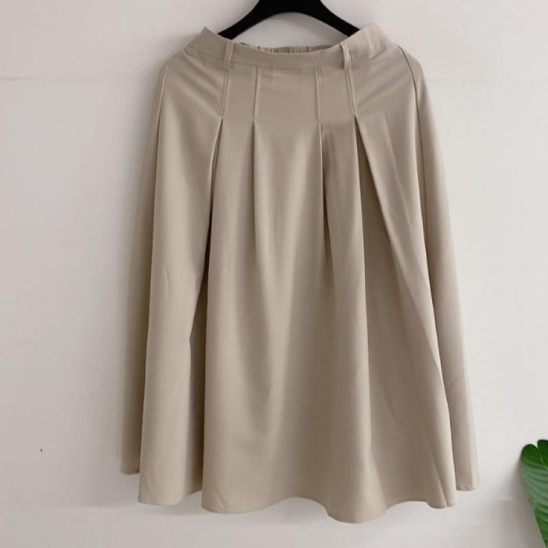 Honey J 2size  Poern Pintuck Back Banding Long Skirt 2color 