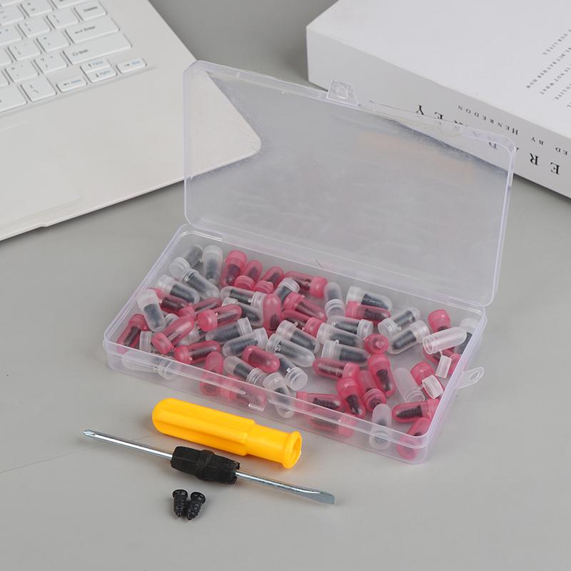 60Pcs Car Vacuum Tire Repair Rubber Nail Screw Set with Tool Box, DIY Flat Tire Repair Stud Patch Kit with Screwdriver