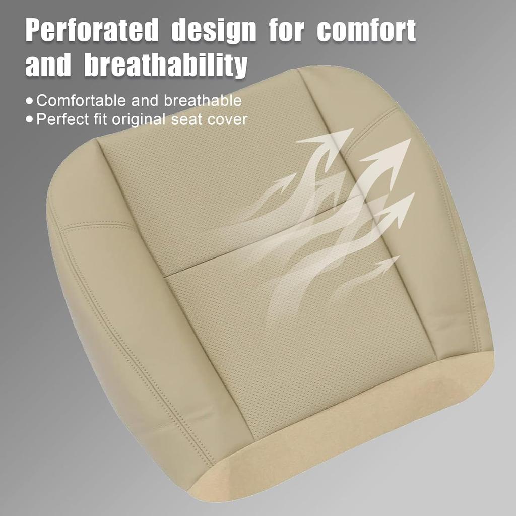 GXARTS Light Tan #333 313 Driver or Passenger Side Bottom Perforated Leather Seat Cover Fit for Chevy Tahoe Suburban GMC Sierra Yukon 2007-2014 Fit