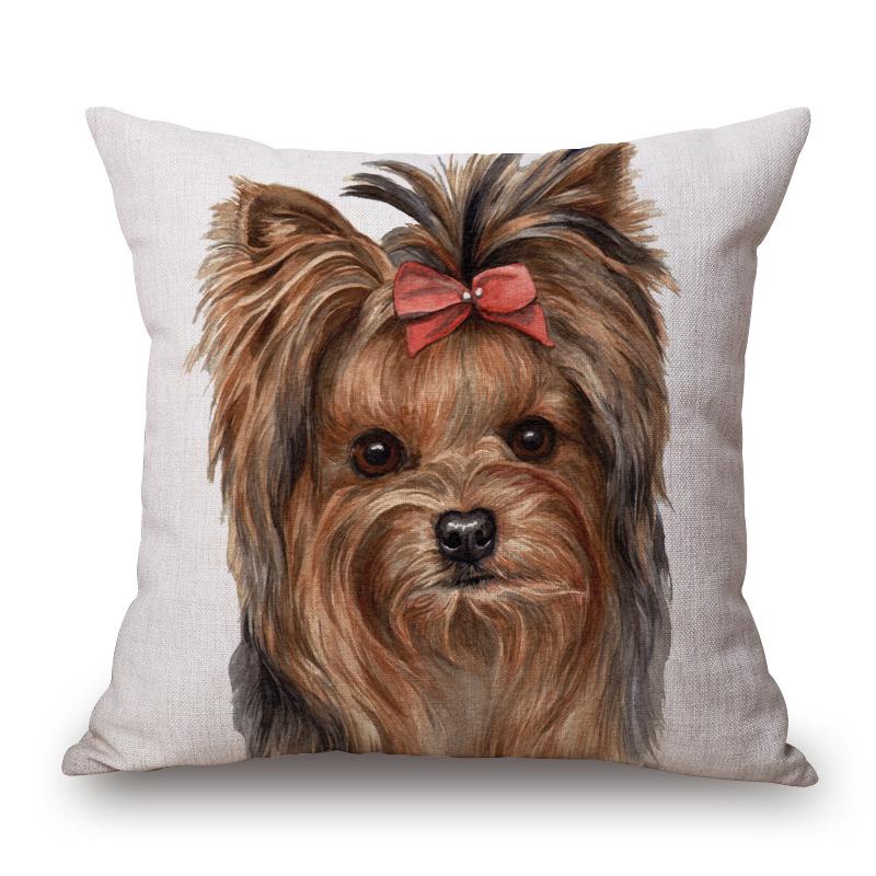 Hand Painting Animals Cushion Covers Bulldog Bull Terrier Labradoodle Dog Cat Print Decorative Pillow Case