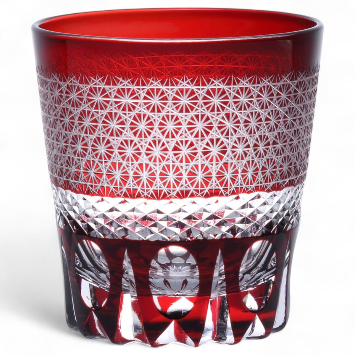 

Mizukage Kiriko Glass Current Model J-kitchens Cup, 85xH90mm, 260cc, Sashiko, Red, Bisho,