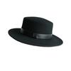 Foreign Trade Export Black Bow Big Eaves Flat Top Top Hat For Men And Women Autumn And Winter Wool British Retro Panama Felt