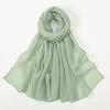 New solid color simple silver silk crumpled long towel elegant women's retro ethnic headscarf fashionable plain versatile yarn