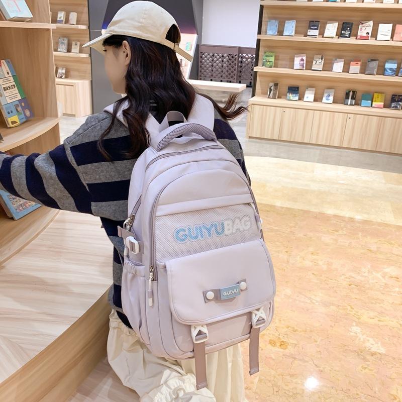 

Simple and Versatile Large Capacity Fashionable Solid Color Backpack for Middle School Students College Style Backpack
