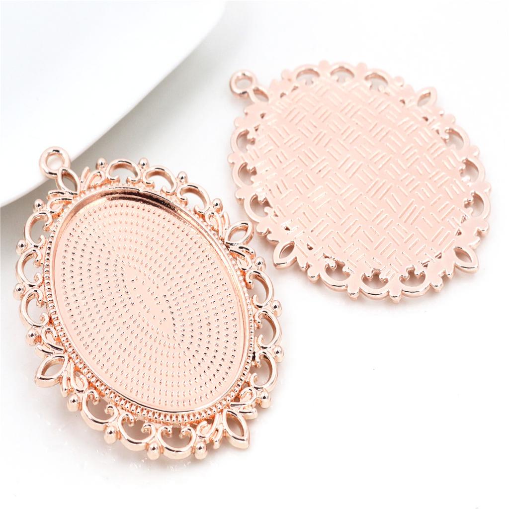 5 Stück 30x40mm Innenmaß 7 Farben Vergoldete Cabochon-Fassung Anhänger Charms