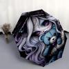 Gothic Doll, Teddy Bear Themed Automatic Opening and Closing Umbrella, Compact Travel Umbrella, Lightweight and Portable, Suitable for Beach