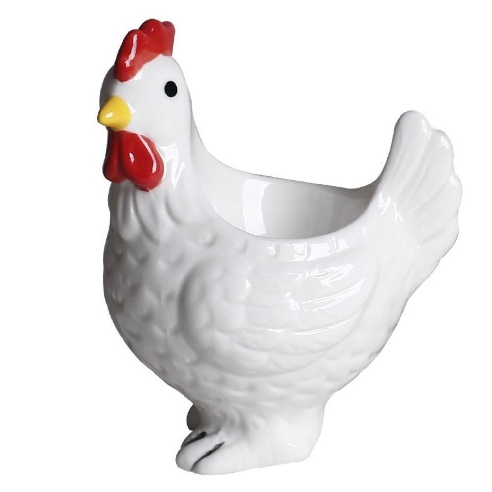 Chicken Shape Chicken Egg Holder Cartoon Boiled Egg Stand Egg Tray Cup Ornament  Breakfast Table белый