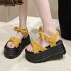 Fashion 8CM High Platform Sandals Women New Summer Breathable High Heels Ladies Butterfly-knot Sneakers Wedges Chunky Slippers Sandalias